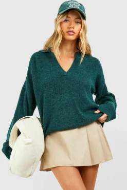 Jumpers*boohoo Soft Knit Collared Jumper bottle