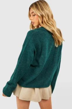 Jumpers*boohoo Soft Knit Collared Jumper bottle