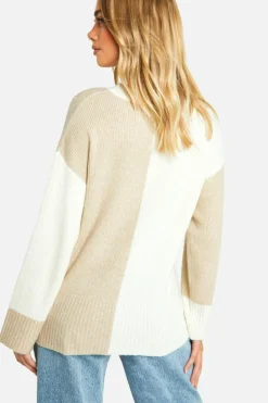 Oversized Jumpers|Jumpers*boohoo Soft Knit Colour Block Oversized Jumper stone