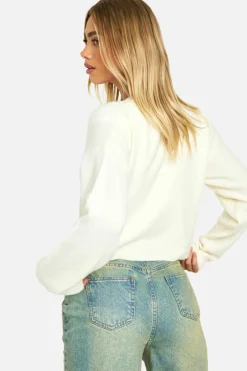 Cardigans|Jumpers & Cardigans*boohoo Soft Knit Fine Gauge Crop Cardigan ecru