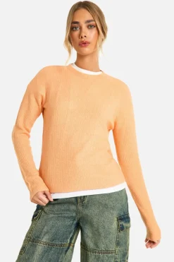 Jumpers*boohoo Soft Knit Fine Gauge Crop Jumper orange