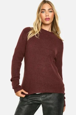 Jumpers*boohoo Soft Knit Fine Gauge Crop Jumper chocolate
