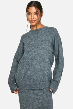 Knitted Co-Ords|Up To 80% Off Winter Warmers*boohoo Soft Knit Fine Gauge Jumper And Maxi Skirt Knitted Co-ord charcoal
