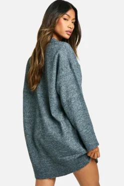 Jumper Dresses|Jumper Dresses*boohoo Soft Knit Fine Gauge Polo Collar Jumper Dress charcoal