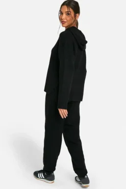 Knitted Co-Ords|Up To 80% Off Winter Warmers*boohoo Soft Knit Fine Gauge Tracksiut black
