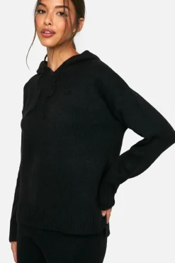 Knitted Co-Ords|Up To 80% Off Winter Warmers*boohoo Soft Knit Fine Gauge Tracksiut black