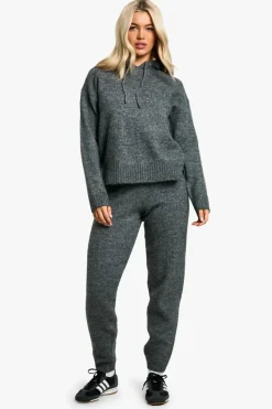 Knitted Co-Ords|Joggers*boohoo Soft Knit Fine Gauge Tracksiut charcoal