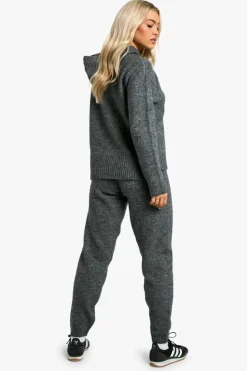 Knitted Co-Ords|Joggers*boohoo Soft Knit Fine Gauge Tracksiut charcoal