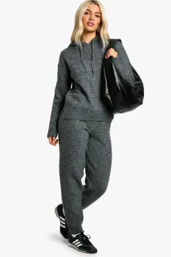 Knitted Co-Ords|Joggers*boohoo Soft Knit Fine Gauge Tracksiut charcoal
