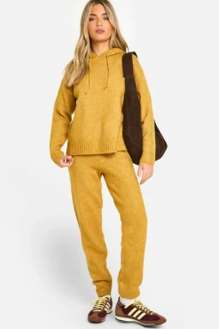 Knitted Co-Ords|Up To 80% Off Winter Warmers*boohoo Soft Knit Fine Gauge Tracksiut mustard