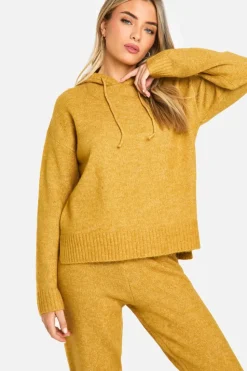 Knitted Co-Ords|Up To 80% Off Winter Warmers*boohoo Soft Knit Fine Gauge Tracksiut mustard