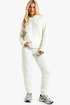 Knitted Co-Ords|Joggers*boohoo Soft Knit Fine Gauge Tracksiut ecru