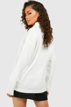 Oversized Jumpers|Jumpers*boohoo Soft Knit Funnel Neck Jumper white