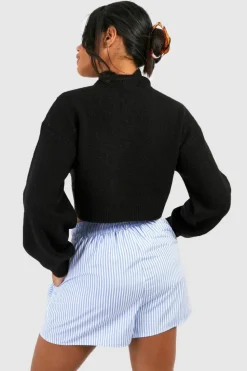 Jumpers|Jumpers & Cardigans*boohoo Soft Knit Half Zip Crop Jumper black