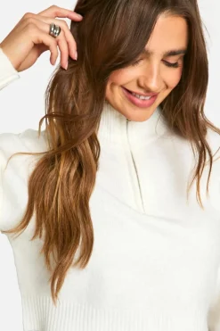 Jumpers*boohoo Soft Knit Half Zip Crop Jumper ecru