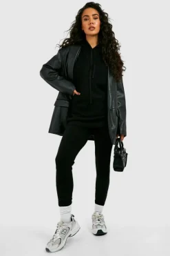Knitted Co-Ords*boohoo Soft Knit Hoodie & Trouser Tracksuit black