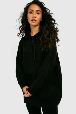 Knitted Co-Ords*boohoo Soft Knit Hoodie & Trouser Tracksuit black
