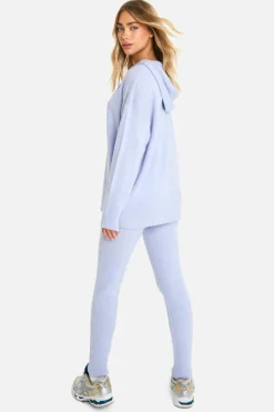 Knitted Co-Ords|Leggings*boohoo Soft Knit Hoodie & Trouser Tracksuit baby blue