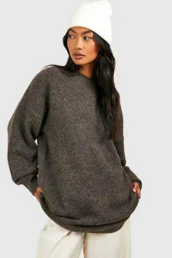 Jumpers|Jumpers & Cardigans*boohoo Soft Knit Longline Jumper mocha