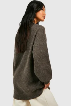 Jumpers|Jumpers & Cardigans*boohoo Soft Knit Longline Jumper mocha