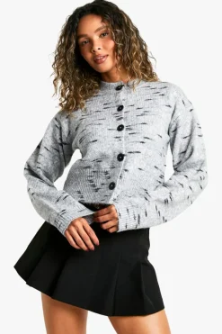 Cardigans|Knitwear*boohoo Soft Knit Marl Boxy Knitted Cardigan grey