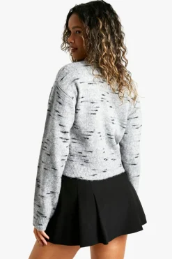 Cardigans|Knitwear*boohoo Soft Knit Marl Boxy Knitted Cardigan grey