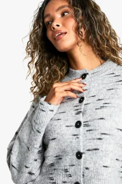 Cardigans|Knitwear*boohoo Soft Knit Marl Boxy Knitted Cardigan grey