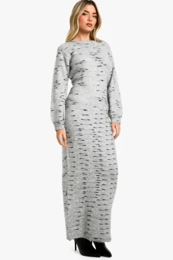 Maxi Dresses|Jumper Dresses*boohoo Soft Knit Marl Knitted Maxi Dress grey