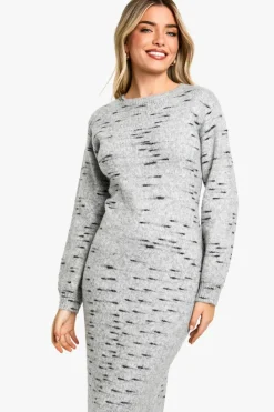 Maxi Dresses|Jumper Dresses*boohoo Soft Knit Marl Knitted Maxi Dress grey