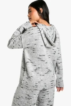 Oversized Jumpers|Jumpers*boohoo Soft Knit Marl Oversized Knitted Hoody grey