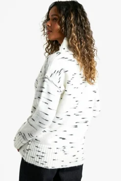 Oversized Jumpers|Jumpers*boohoo Soft Knit Marl Oversized High Neck Jumper ecru