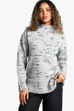 Oversized Jumpers|Jumpers*boohoo Soft Knit Marl Oversized High Neck Jumper grey