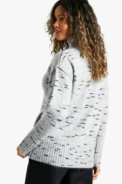 Oversized Jumpers|Jumpers*boohoo Soft Knit Marl Oversized High Neck Jumper grey