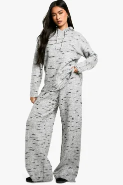 Up To 80% Off Winter Warmers|Bottoms*boohoo Soft Knit Marl Slouchy Wide Leg Knitted Trouser grey