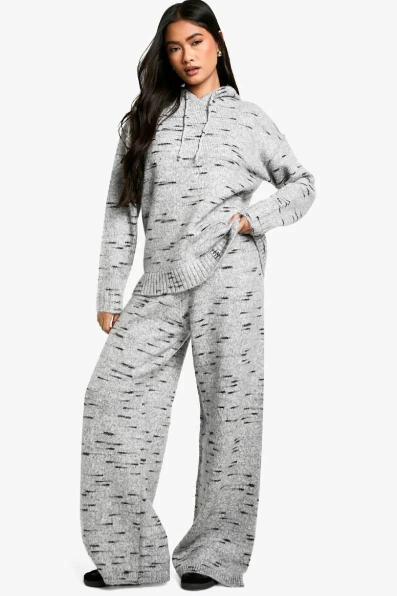 Up To 80% Off Winter Warmers|Bottoms*boohoo Soft Knit Marl Slouchy Wide Leg Knitted Trouser grey
