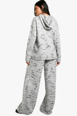 Up To 80% Off Winter Warmers|Bottoms*boohoo Soft Knit Marl Slouchy Wide Leg Knitted Trouser grey