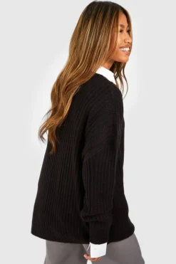 Oversized Jumpers|Jumpers*boohoo Soft Knit Oversized Crew Neck Jumper black