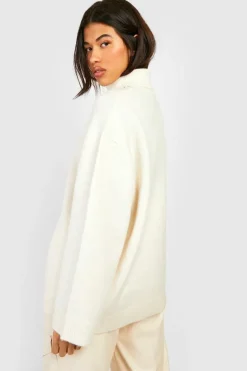 Oversized Jumpers*boohoo Soft Knit Roll Neck Jumper ecru