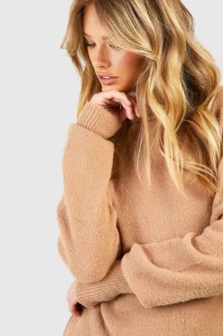 Oversized Jumpers*boohoo Soft Knit Roll Neck Jumper camel