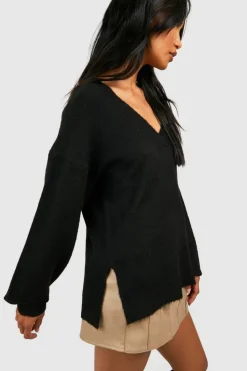 Jumpers|Jumpers & Cardigans*boohoo Soft Knit Slouchy Jumper black