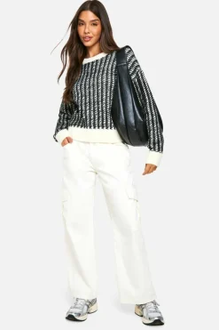Jumpers*boohoo Soft Knit Stripe Detail Knitted Jumper ecru