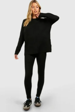 Knitted Co-Ords|Joggers*boohoo Soft Knit Tracksuit black