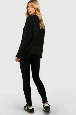 Knitted Co-Ords|Joggers*boohoo Soft Knit Tracksuit black