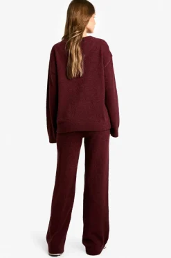 Knitted Co-Ords|Knitwear*boohoo Soft Knit V Neck Jumper and Wide Leg Knitted Co-Ord burgundy