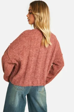 Jumpers*boohoo Soft Knit Wide Rib Exposed Seam Jumper terracotta