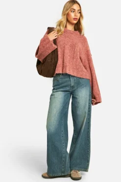 Jumpers*boohoo Soft Knit Wide Rib Exposed Seam Jumper terracotta
