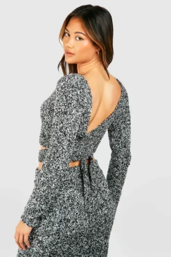 Jumpers|Jumpers & Cardigans*boohoo Soft Marl Knit Tie Back Jumper black