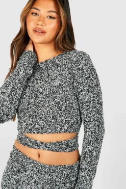 Jumpers|Jumpers & Cardigans*boohoo Soft Marl Knit Tie Back Jumper black