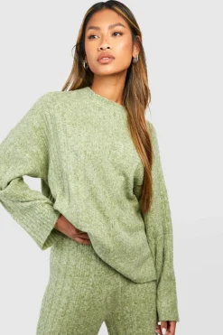Jumpers|Up To 80% Off Winter Warmers*boohoo Soft Mixed Rib Wide Sleeve Jumper khaki