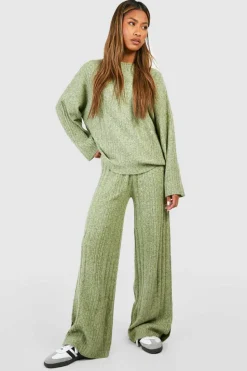 Jumpers|Up To 80% Off Winter Warmers*boohoo Soft Mixed Rib Wide Sleeve Jumper khaki